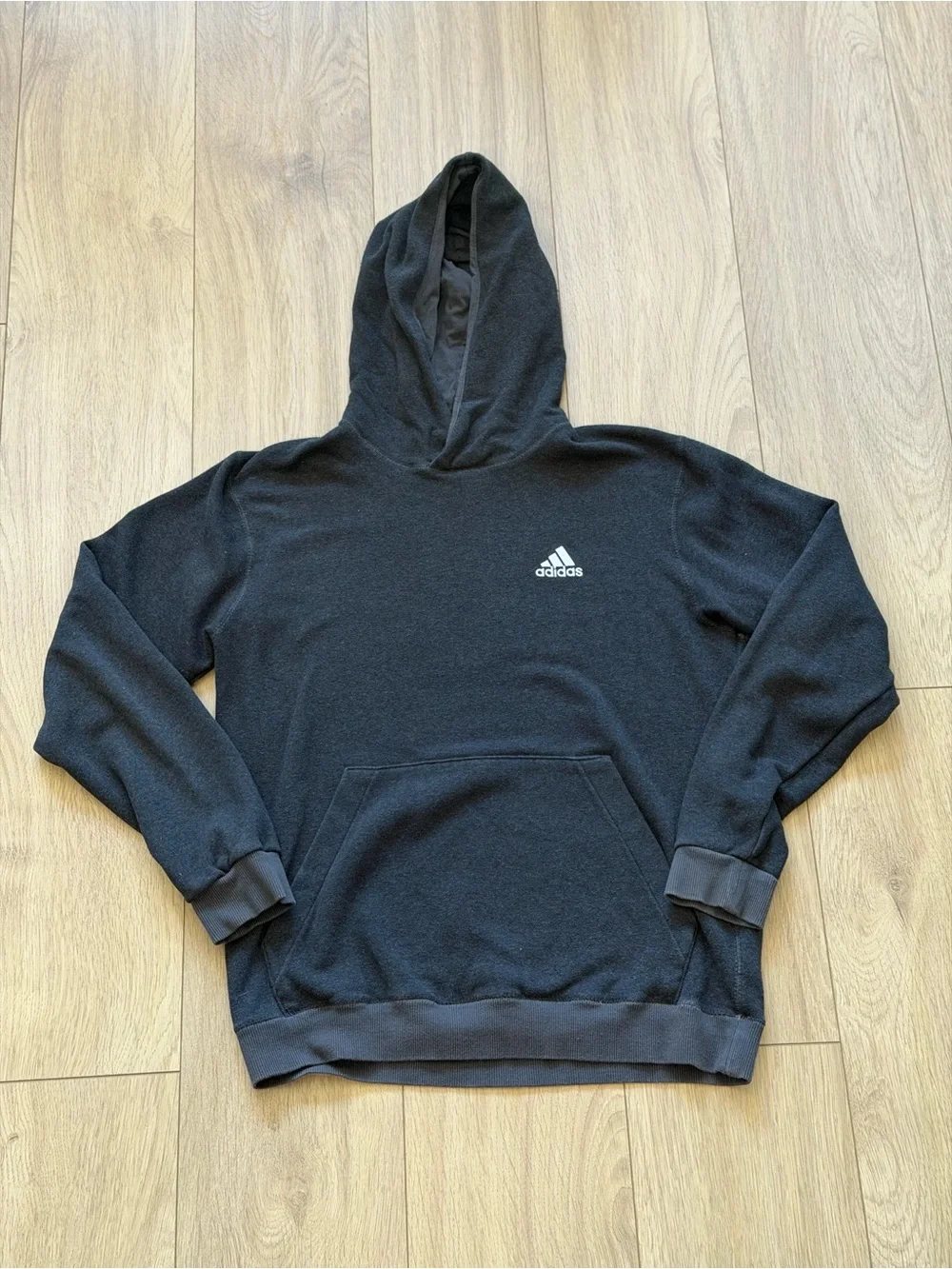 adidas Black Men's Pullover Hoodie with White Logo